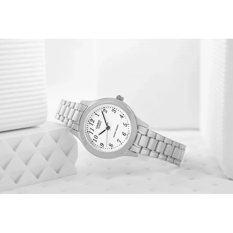 CASIO dámske analógové quartzové hodinky LTP-1128A-7B 33 mm strieborný ciferník nehrdzavejúca oceľ