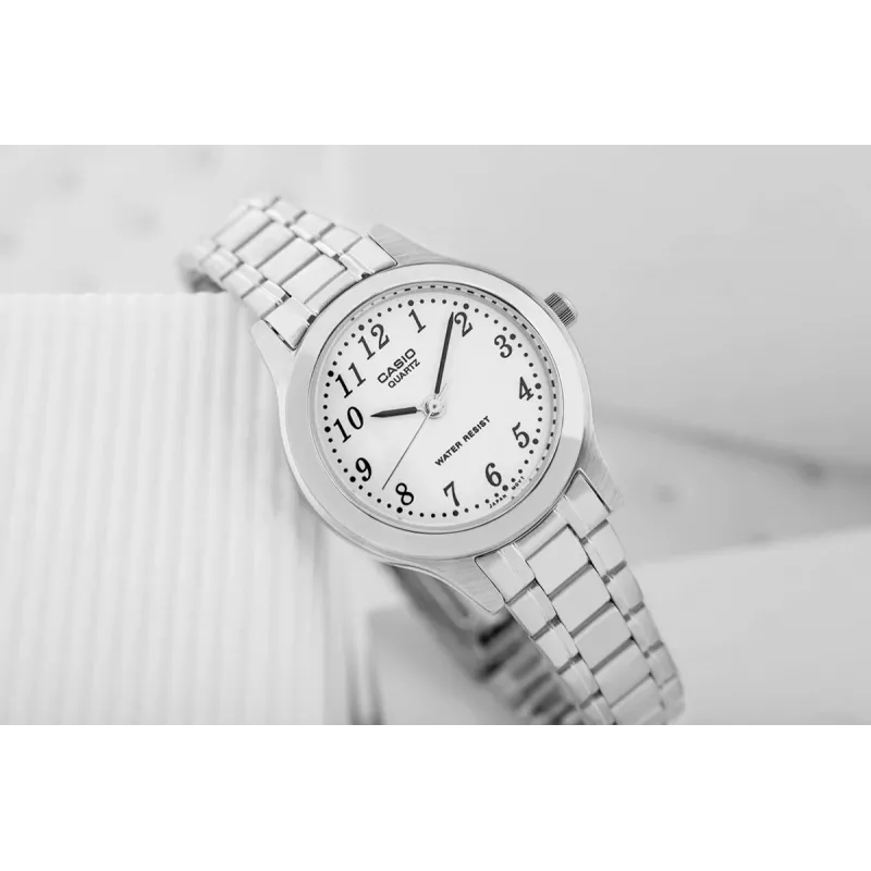 CASIO dámske analógové quartzové hodinky LTP-1128A-7B 33 mm strieborný ciferník nehrdzavejúca oceľ