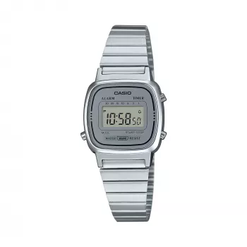Casio dámske digitálne hodinky LA670WA-7 – 30 mm strieborné, oceľ