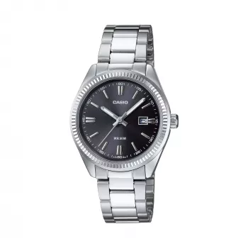 CASIO dámske analógové quartzové hodinky LTP1302PD1A1V, strieborná ušľachtilá oceľ, čierny ciferník, 50m vodotesnosť