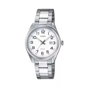 CASIO dámske LTP1302PD7BVE analógové quartzové hodinky, 34,5mm puzdro z ušľachtilej ocele, strieborný ciferník, zobrazenie dátumu