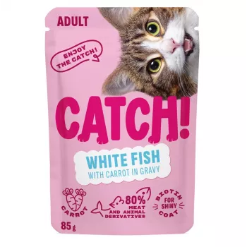 CATCH biela ryba a mrkva v omáčke mokré krmivo pre mačky, 85 g vrecko