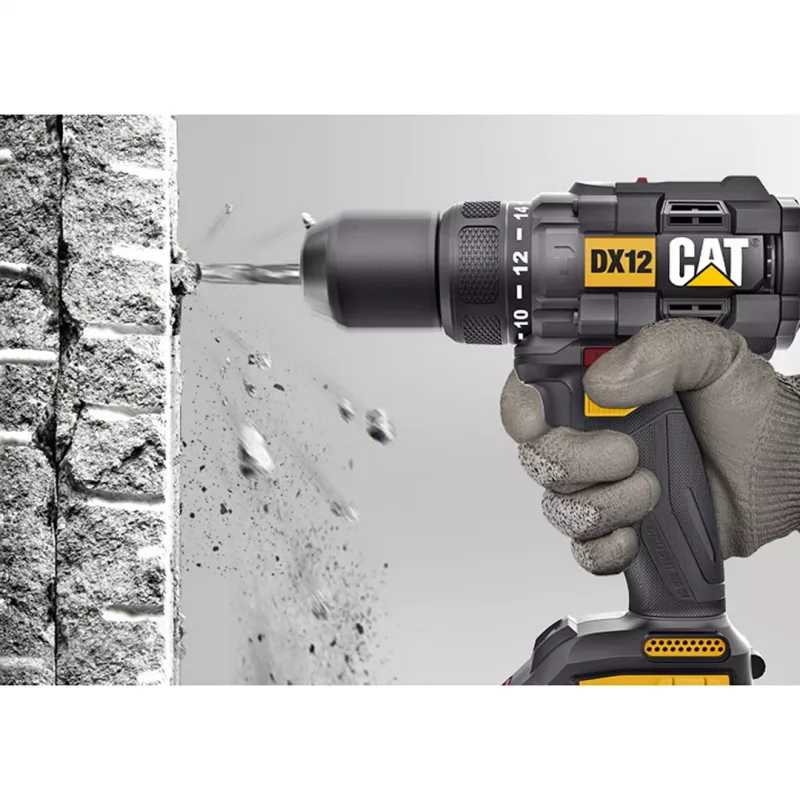 CATERPILLAR DX12 18V bezuhlíkový akumulátorový vŕtací skrutkovač set 2x2,0Ah Li-Ion
