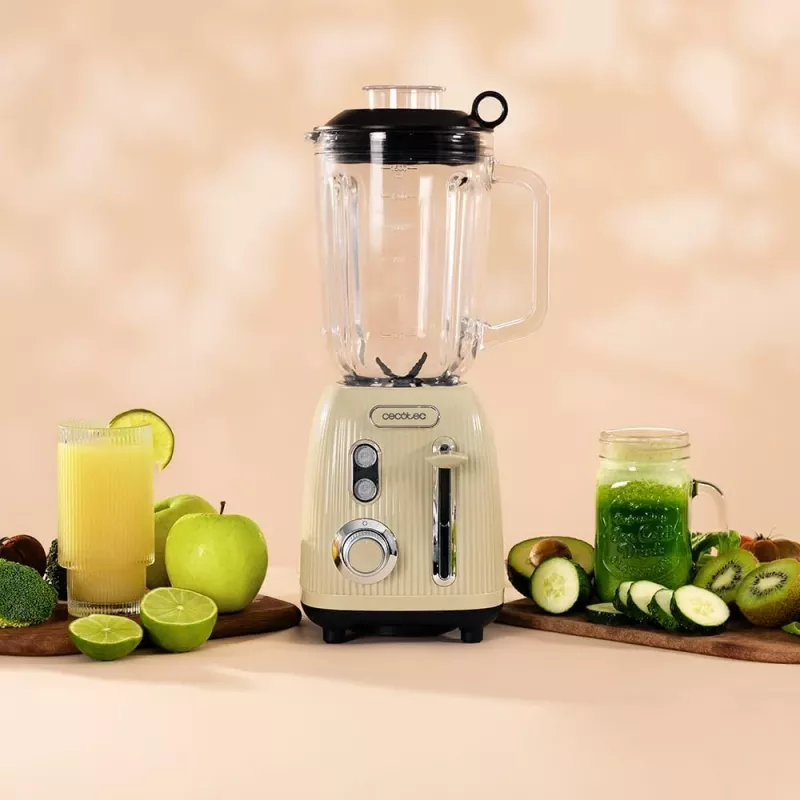 Cecotec mixér Power Black Titanium RetroGreen, 1200 W, 1,5 L sklenená nádoba, zelená