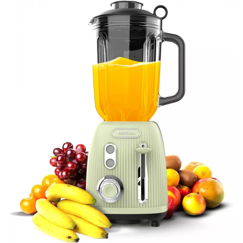 Cecotec mixér Power Black Titanium RetroGreen, 1200 W, 1,5 L sklenená nádoba, zelená