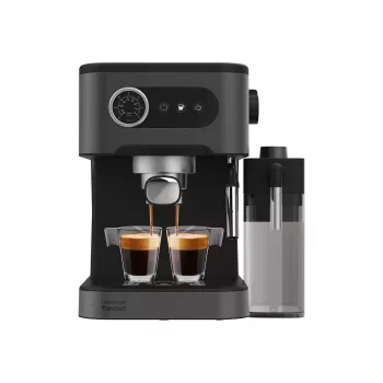 Cecotec Power Espresso 20 Pro Latte kávovar, 20 bar tlak pumpy, integrovaný naparovač mlieka, poloautomatický, čierna, 1350 W