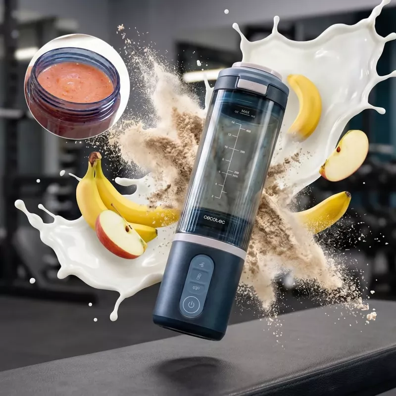 Cecotec Power Titanium Shake2Go prenosný mixér, 180 W, nádoba bez BPA, 0,6 L, Lagoon