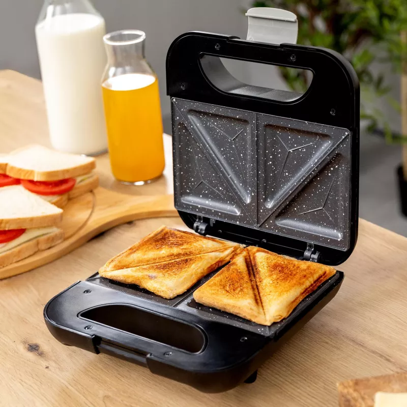 CECOTEC Rock'nToast Classic+ sendvičovač (nehrdzavejúca oceľ/čierna, 800 W, pre 2 osoby)