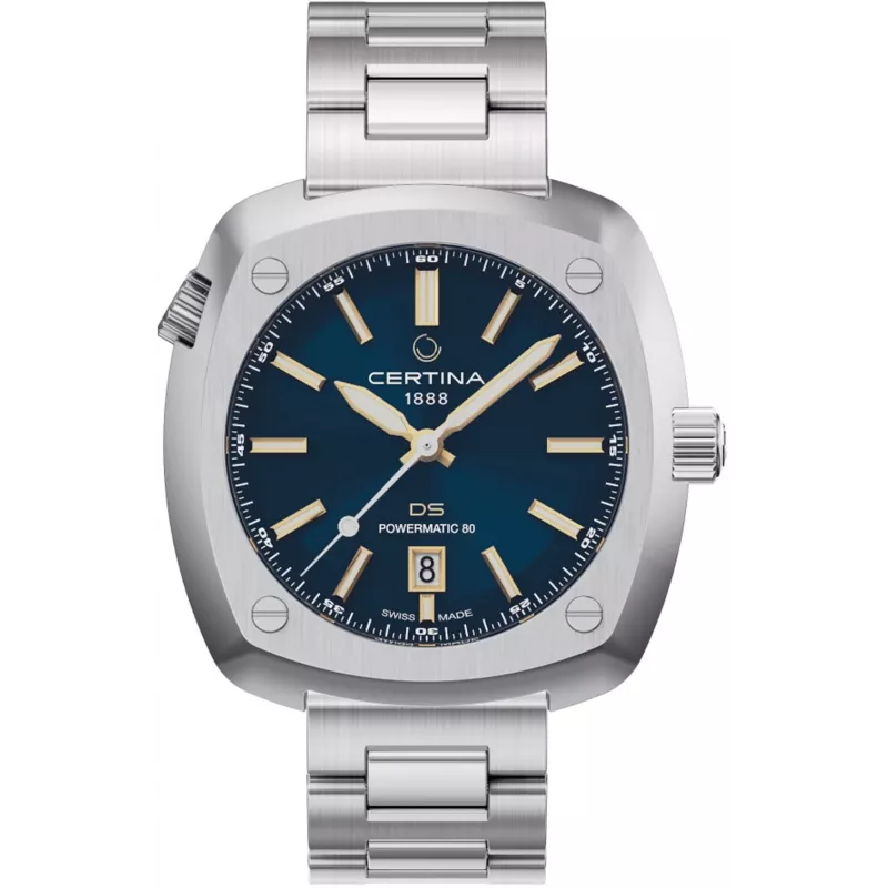CERTINA DS Action Diver pánske automatické hodinky 43mm modrý ciferník milánsky sieťkovaný náramok z nehrdzavejúcej ocele C041407190410