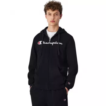 Champion pánska mikina s kapucňou na zips čierna 220255 KK001 S