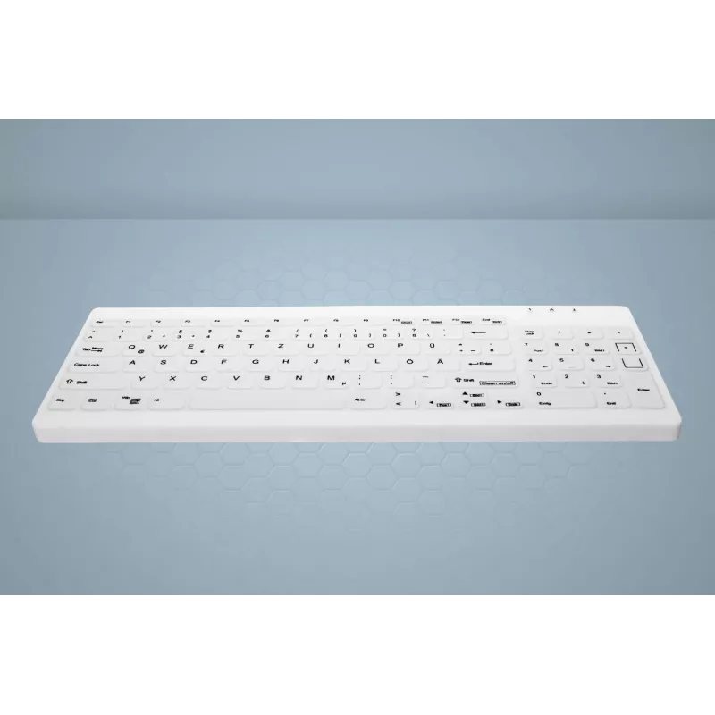 CHERRY Contour Active Key QuickClean AK-C7012 káblová klávesnica, čierna, QWERTY, USB, CHERRY SX Scissor Technology, 105 klávesov, slim dizajn, dezinfikovateľný povrch
