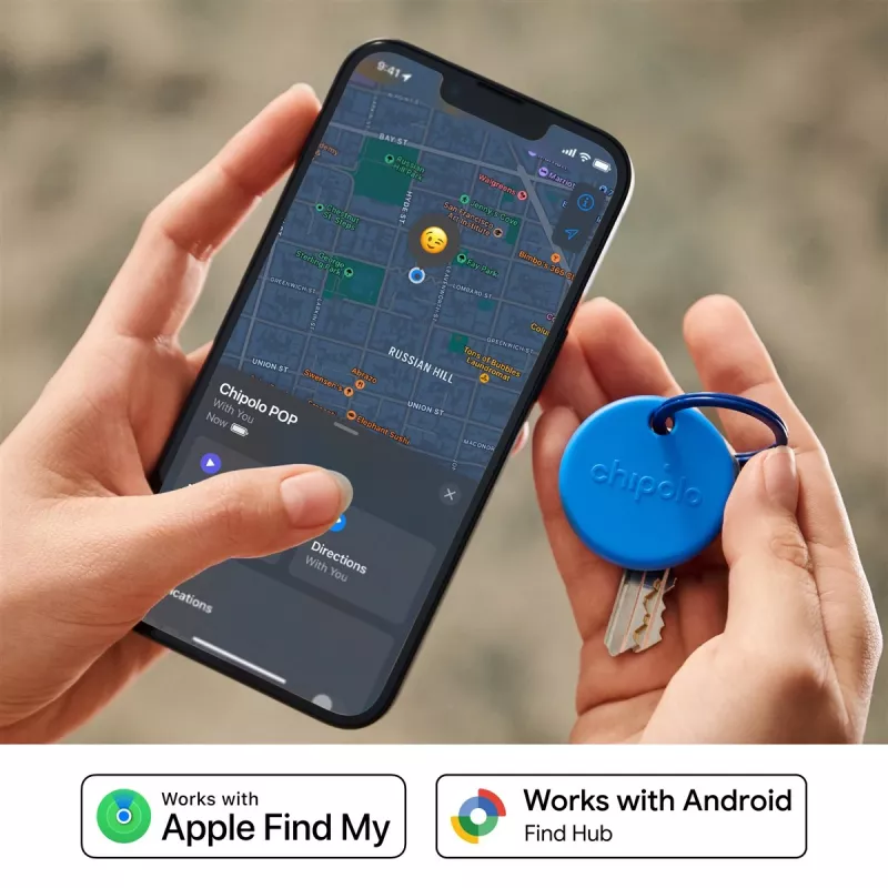 Chipolo POP – Bluetooth tracker s vymeniteľnou batériou pre iOS & Android, balenie 4 ks - čierna, biela, červená, modrá