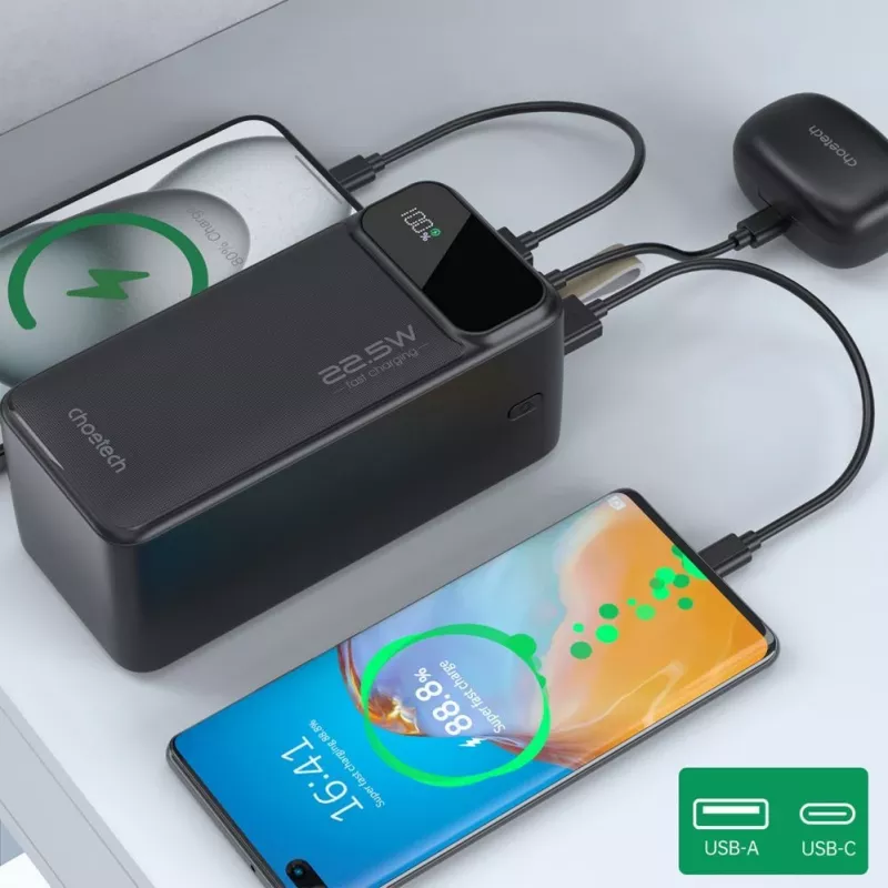 CHOETECH B732 power banka 50000 mAh 22.5W PD & QC - čierna
