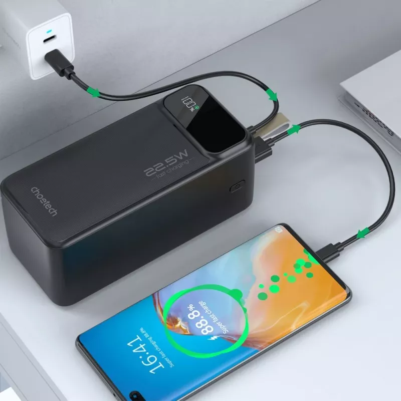 CHOETECH B732 power banka 50000 mAh 22.5W PD & QC - čierna