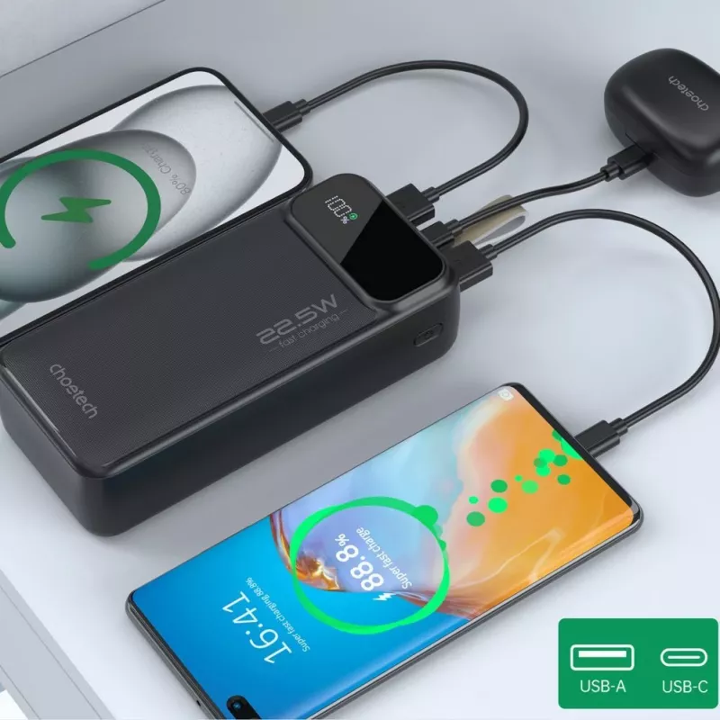 CHOETECH power banka 30000 mAh čierna