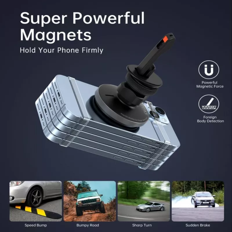 CHOETECH T204-F magnetický držiak do auta s 15W bezdrôtovým nabíjaním - čierny