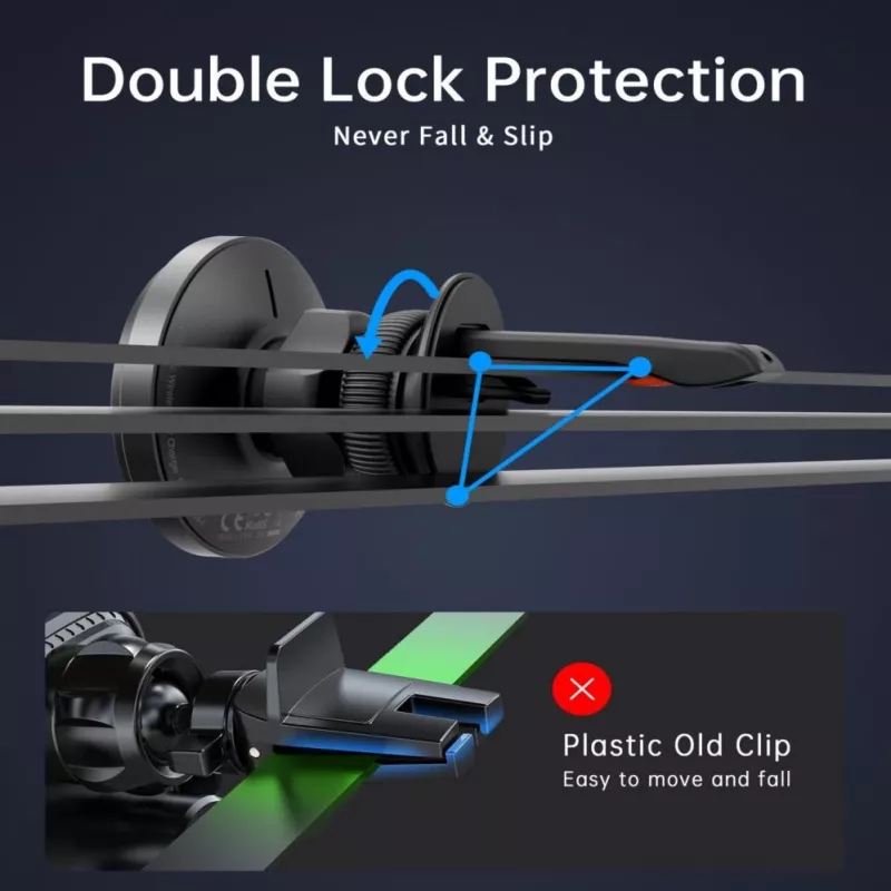 CHOETECH T204-F magnetický držiak do auta s 15W bezdrôtovým nabíjaním - čierny