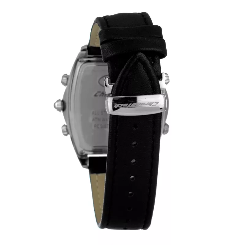 CHRONOTECH MAN CT7677M-02 analógové quartzové hodinky 45mm čierny ciferník kožený remienok