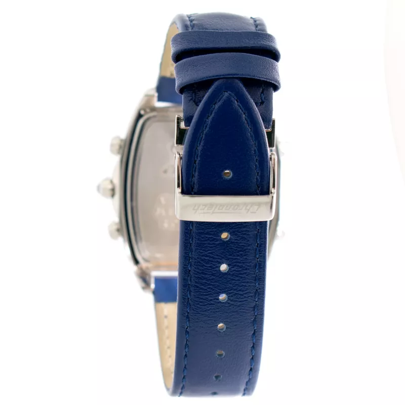 CHRONOTECH MAN CT7677M-03 45mm analógový quartzový chronograf, čierny ciferník a kožený remienok