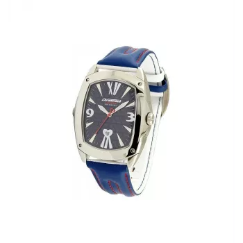 CHRONOTECH unisex hodinky CT7696M-13 (40mm) - analógové quartz, nerezová oceľ, čierny ciferník, kožený remienok