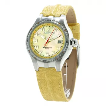 CHRONOTECH Woman CT7980L-05S 37 mm quartz analógové hodinky biely ciferník biely kožený náramok