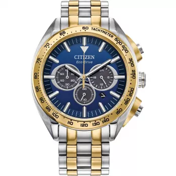 CITIZEN Eco-Drive chronograph pánske hodinky CA4544-53L 43 mm modrý ciferník nehrdzavejúca oceľ