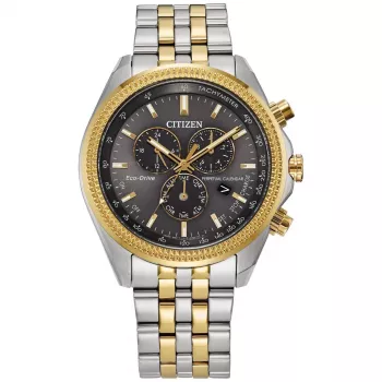 CITIZEN Eco-Drive chronograf hodinky BL5564-55H 44 mm nerezová oceľ sivý ciferník