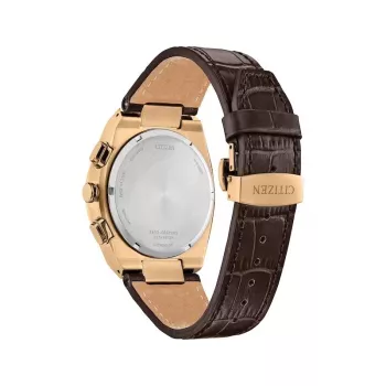 CITIZEN Eco-Drive chronograf hodinky CA4583-01E 43mm hnedá koža