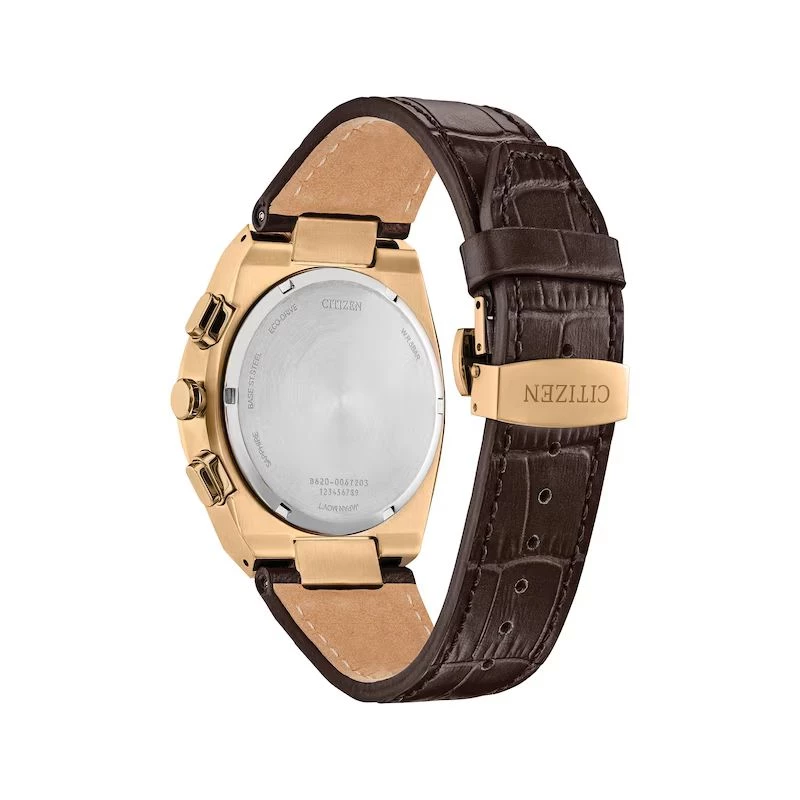 CITIZEN Eco-Drive chronograf hodinky CA4583-01E 43mm hnedá koža