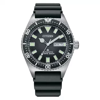 CITIZEN pánske automatické potápačské hodinky NY0120-01E 41mm čierny ciferník čierny gumený remienok