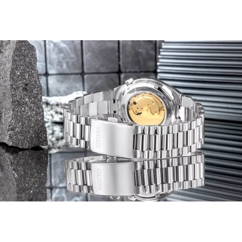 CITIZEN pánske automatické hodinky NJ0159-86X 40mm zlatý oceľový náramok zelený ciferník