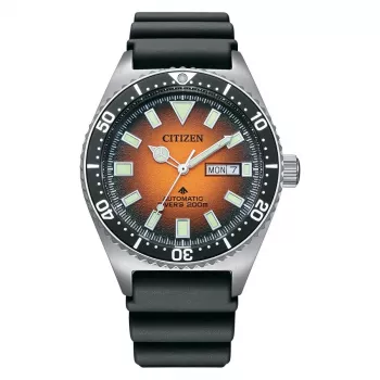 CITIZEN pánske automatické hodinky NY0120-01Z 41mm oranžový ciferník polyuretánový remienok