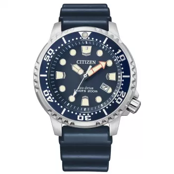 CITIZEN pánske Eco-Drive potápačské hodinky BN0151-17L 44 mm modrý ciferník modrý polyuretánový remienok