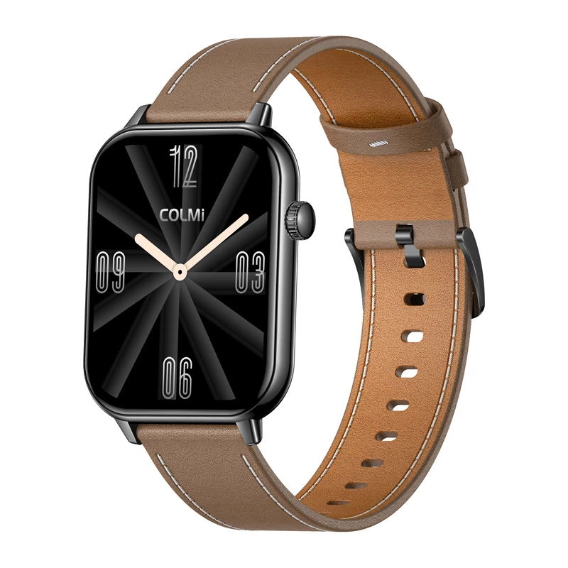 COLMI C28 Smartwatch – čierne + hnedý kožený remienok