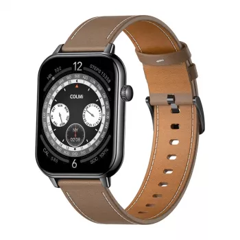 COLMI C28 Smartwatch – čierne + hnedý kožený remienok