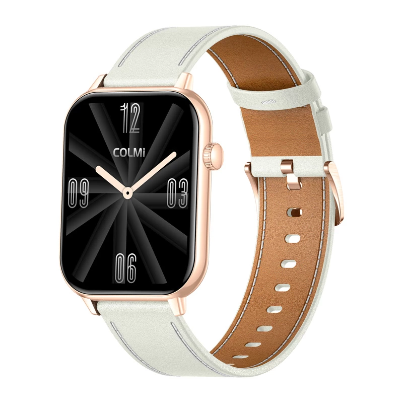COLMI C28 Smartwatch v zlatej farbe s bielym koženým remienkom