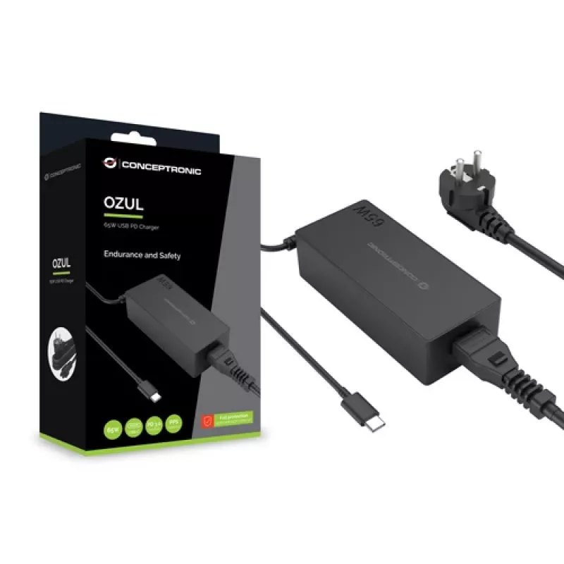 CONCEPTRONIC 65W GaN USB-C nabíjačka, 1 port, PD3.0/PPS, čierna