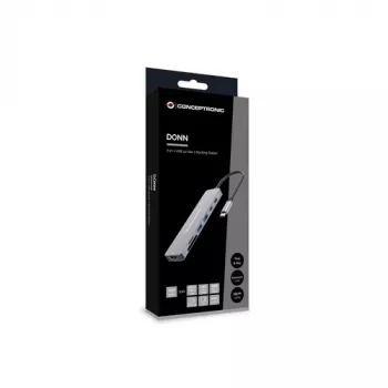 CONCEPTRONIC 7-in-1 USB-C dokovacia stanica s HDMI, USB-C PD, 2x USB-A, SD- a MicroSD-čítačka kariet, 25 cm kábel, Space Grey