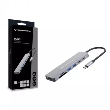 CONCEPTRONIC 7-in-1 USB-C dokovacia stanica s HDMI, USB-C PD, 2x USB-A, SD- a MicroSD-čítačka kariet, 25 cm kábel, Space Grey