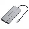 Conceptronic DONN34G 10-in-1 USB 3.2 Gen 2 MST dokovacia stanica, 4K60Hz HDMI, 8K30Hz DisplayPort, GbE, USB-C 10Gbps x 3, USB-A 480Mbps x 2, audio, 100W USB PD