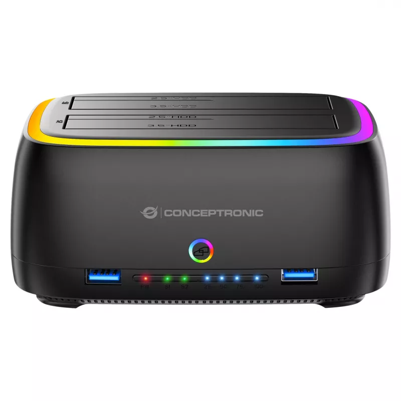Conceptronic DONN36B 2-Bay SATA HDD/SSD dokovacia stanica, USB 3.0, 2x USB-A, čierna