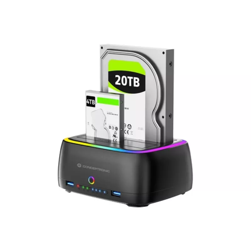 Conceptronic DONN36B 2-Bay SATA HDD/SSD dokovacia stanica, USB 3.0, 2x USB-A, čierna