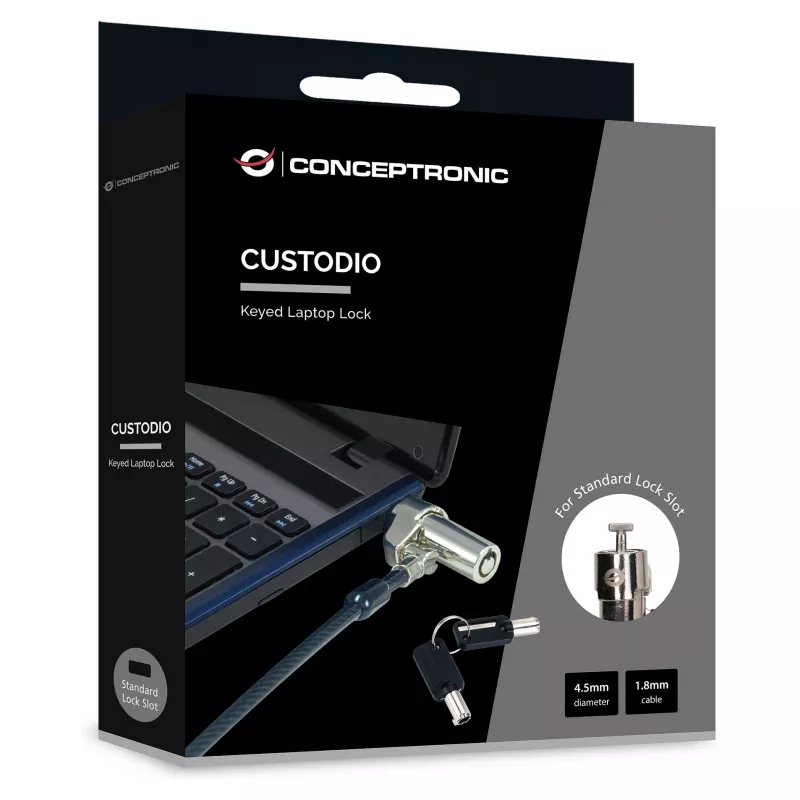Zámok na notebook s kľúčom Conceptronic NBT Standard 1,80m