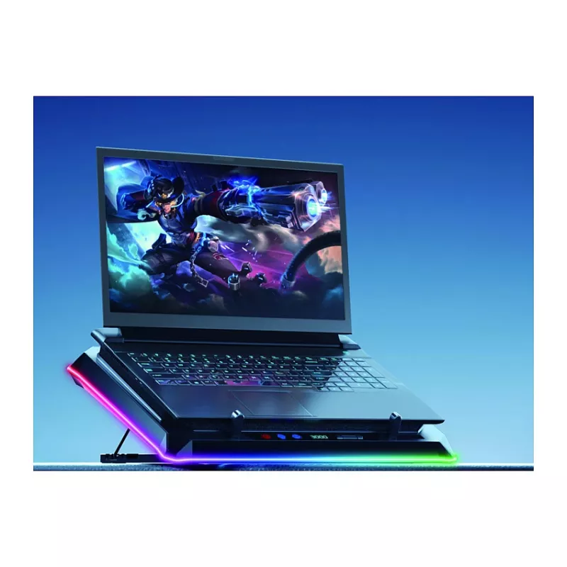 Conceptronic THYIA03B USB-C chladiaci podstavec pre notebook s držiakom na smartfón, RGB, 12V