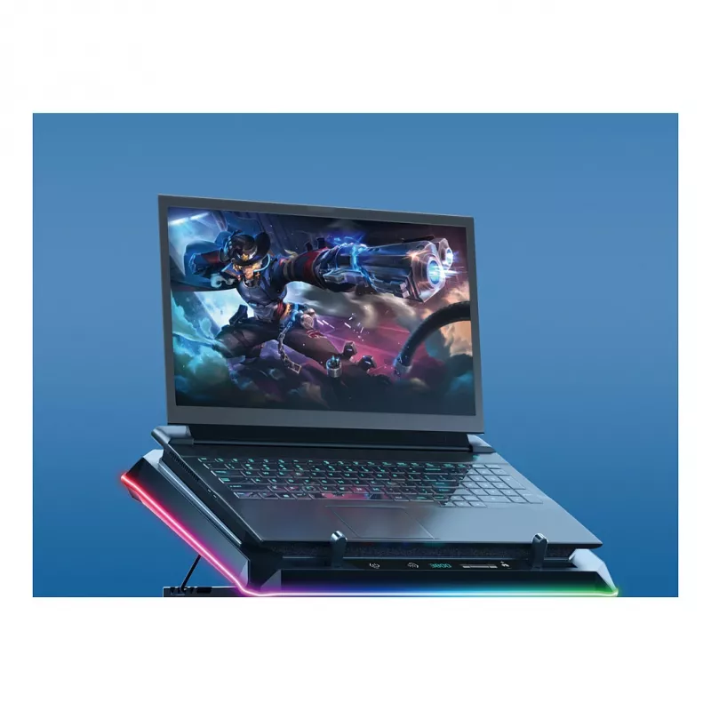 Conceptronic THYIA04B USB-C chladiaca podložka pod notebook s držiakom na telefón