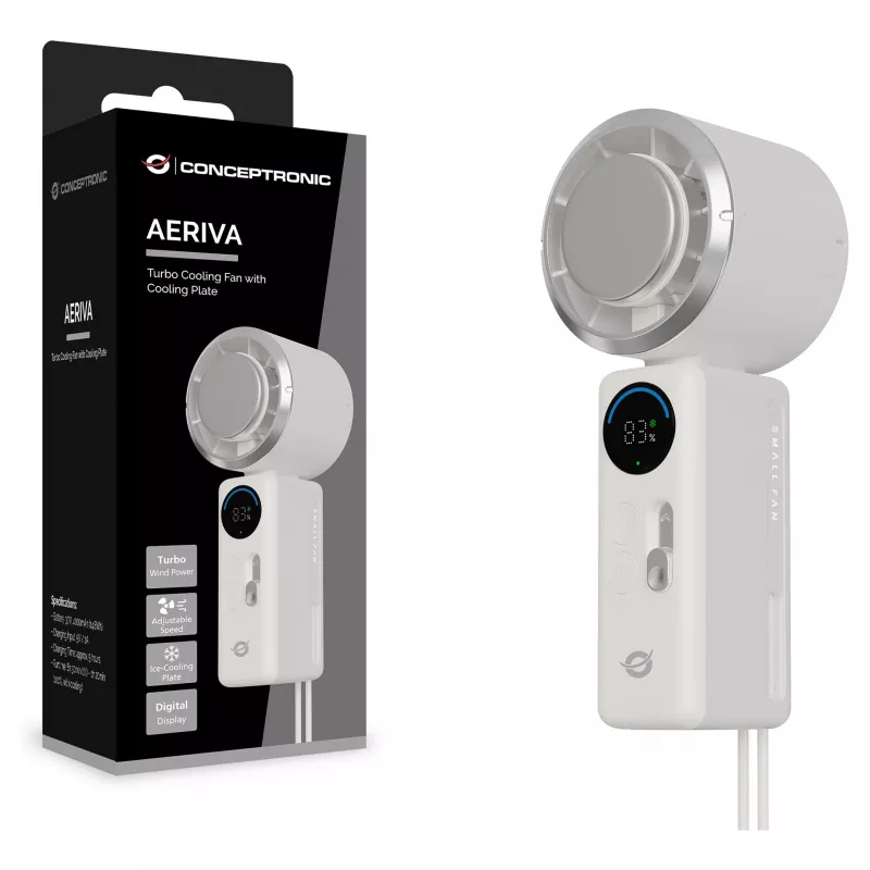 CONCEPTRONIC Turbo ručný ventilátor s chladiacou doskou, krémová