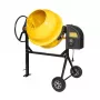 Miešačka na betón 180L HCM650 850W elektrická bubnová miešačka s oceľovým bubnom, liatinový ozubený veniec, IP44, 2 plné gumené kolesá, sklápacie zariadenie s ručným kolesom
