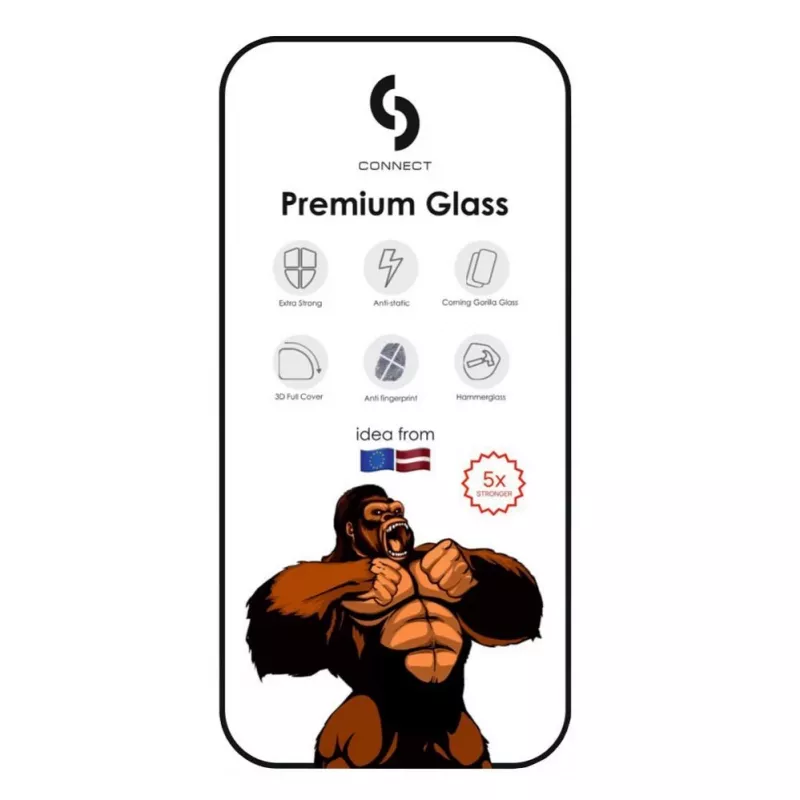Connect Apple iPhone 14 Pro Corning Gorilla Glass Anti-Statické 3D Full Cover 5X Silnejšie Čierne
