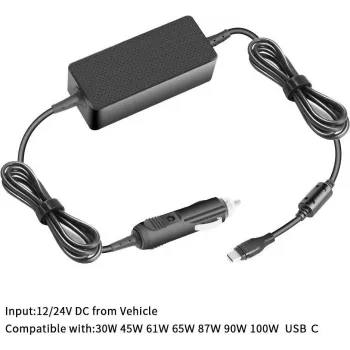 CoreParts MBXUSBC-DC0004 USB-C autonabíjačka pre notebooky, 100 W, čierna