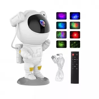 CP 3D Astronaut 360 stupňov rotujúca hlava Star Sky & Nebula projektor s diaľkovým ovládačom biely